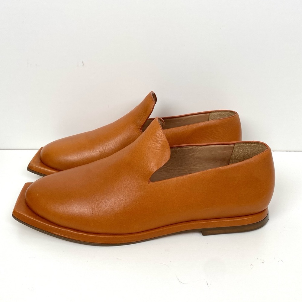 Elegant Orange Leather Loafers